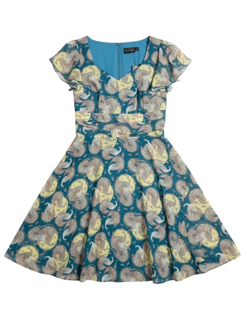Voodoo Vixen Peacock Blue Flare Dres NWT Size 8